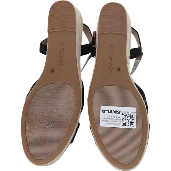 Style Co Leahh Espadrille Wedge Sandals Black Canvas 11M - Picture 6 of 6